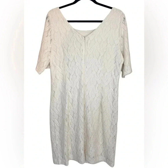 Ann Taylor knee textured cream short sleeve dress, 14, Elegant Mature Event - Picture 5 of 9